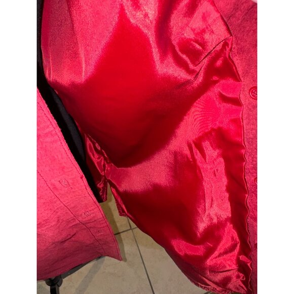 Denim & Co. Plus Size 1X Red Wine Burgundy Suede Leather Jacet Chore Barn Coat - Picture 9 of 13